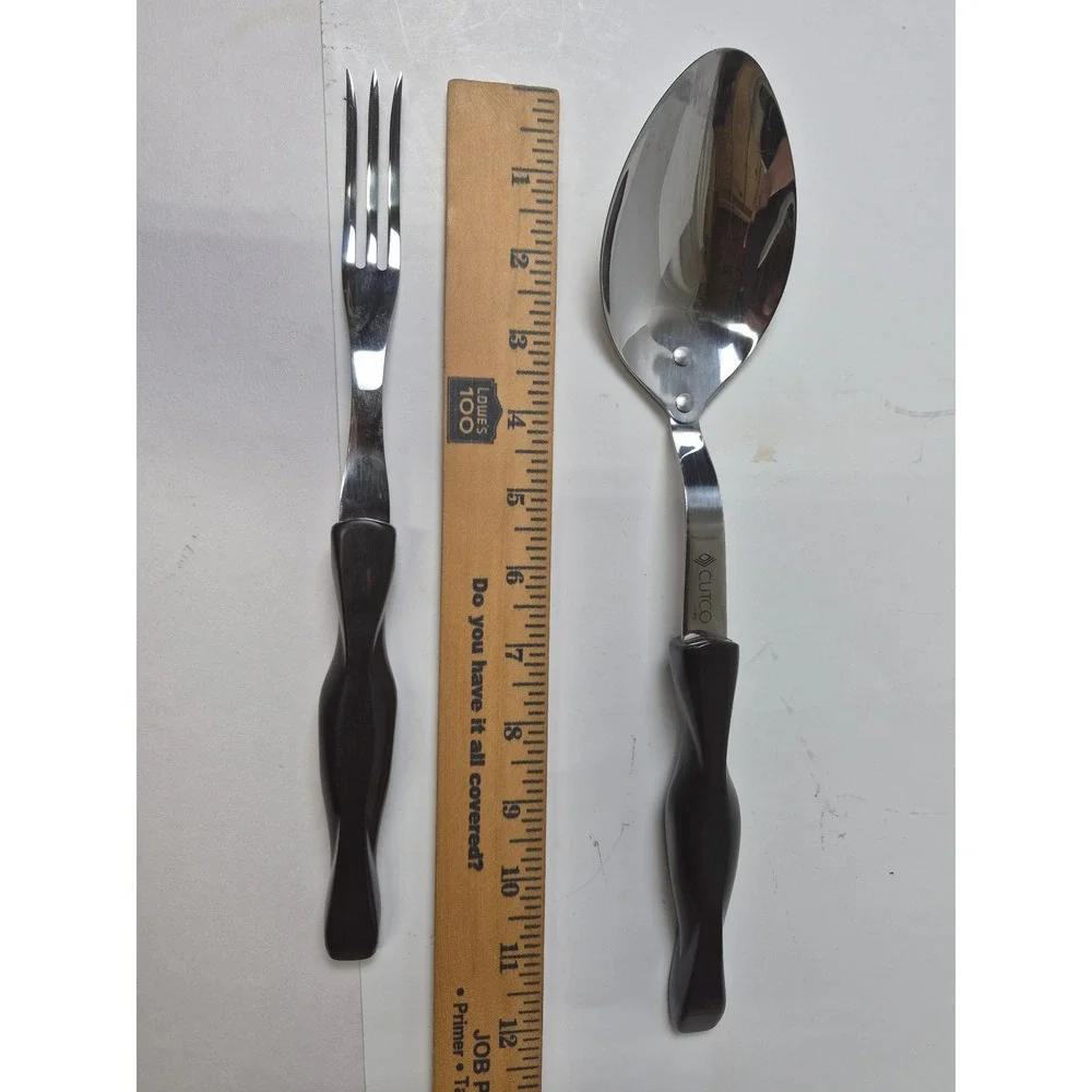 Cutco 1726 KD Serving Spoon and Fork Set Vintage Brown Classic Handle USA Made